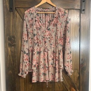 Torrid Floral Chiffon Tiered Tie-Waist Top Size 2